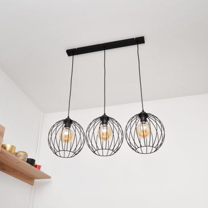 LED ljuskrona med textilsladd MERCURE 3xE27/15W/230V