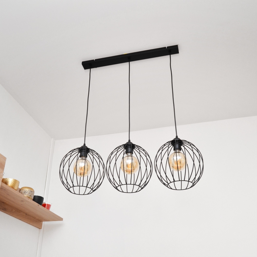 LED ljuskrona med textilsladd MERCURE 3xE27/15W/230V