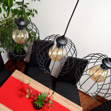 LED ljuskrona med textilsladd MERCURE 3xE27/15W/230V