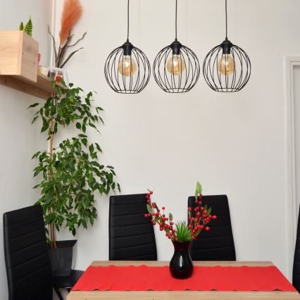 LED ljuskrona med textilsladd MERCURE 3xE27/15W/230V