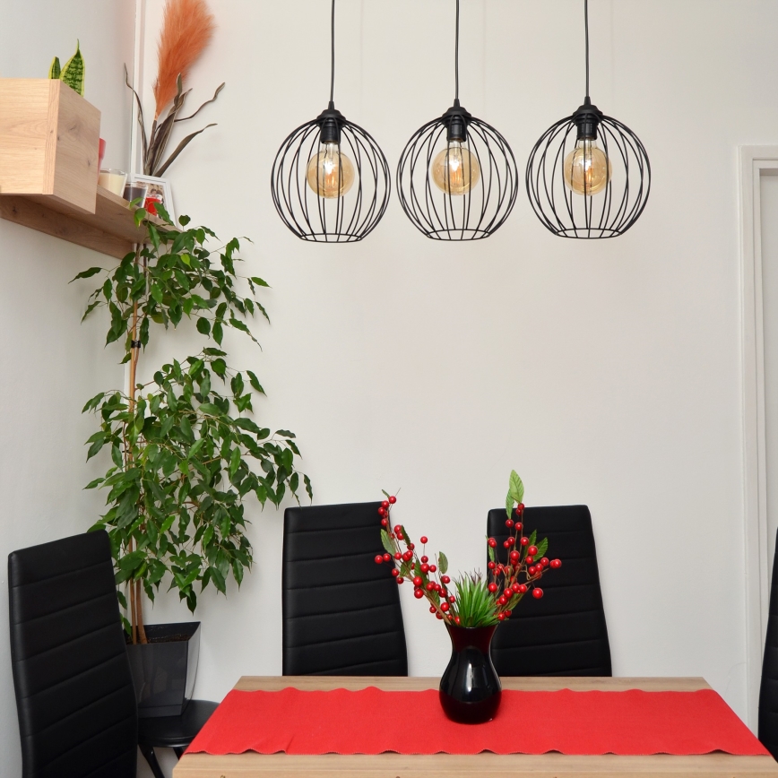 LED ljuskrona med textilsladd MERCURE 3xE27/15W/230V