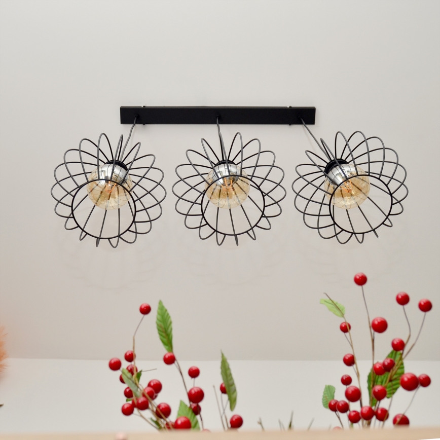LED ljuskrona med textilsladd MERCURE 3xE27/15W/230V