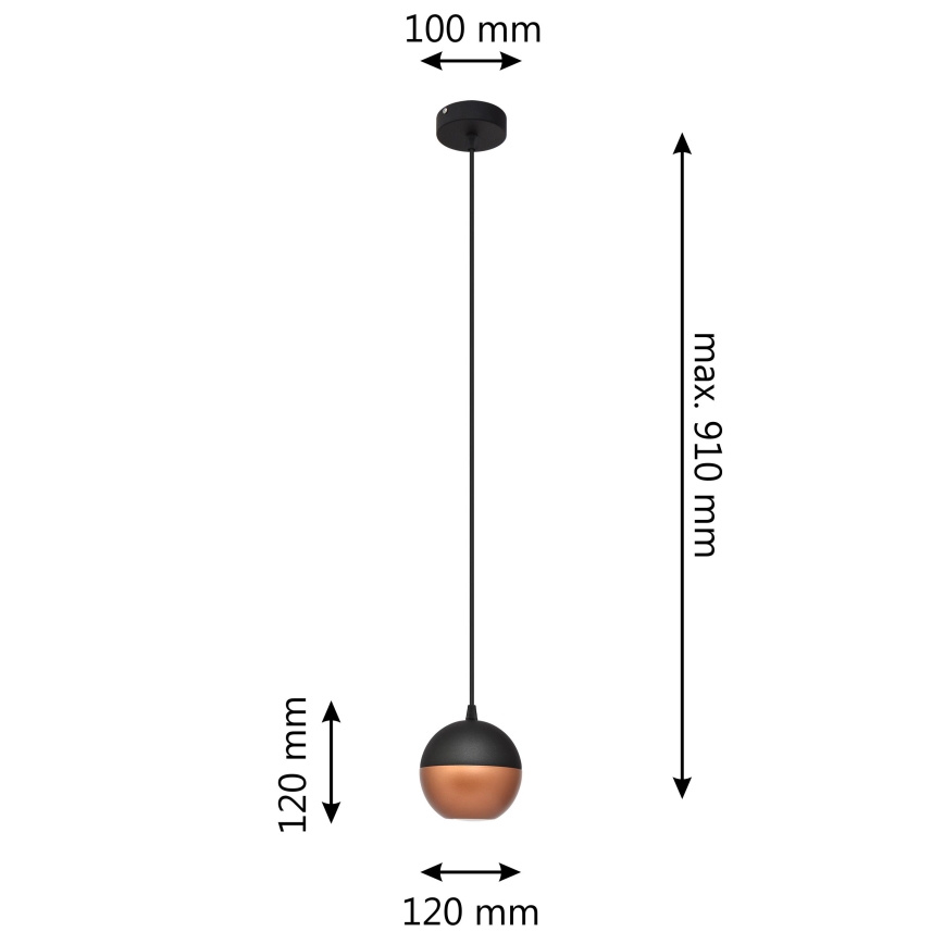 LED ljuskrona med textilsladd MIDWAY 1xGU10/4,8W/230V svart/koppar
