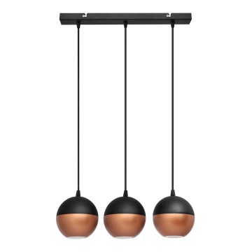 LED ljuskrona med textilsladd MIDWAY 3xGU10/4,8W/230V svart/koppar