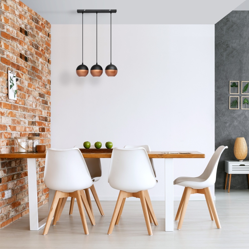 LED ljuskrona med textilsladd MIDWAY 3xGU10/4,8W/230V svart/koppar