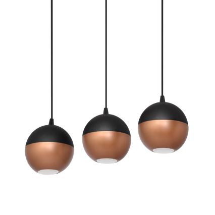 LED ljuskrona med textilsladd MIDWAY 3xGU10/4,8W/230V svart/koppar