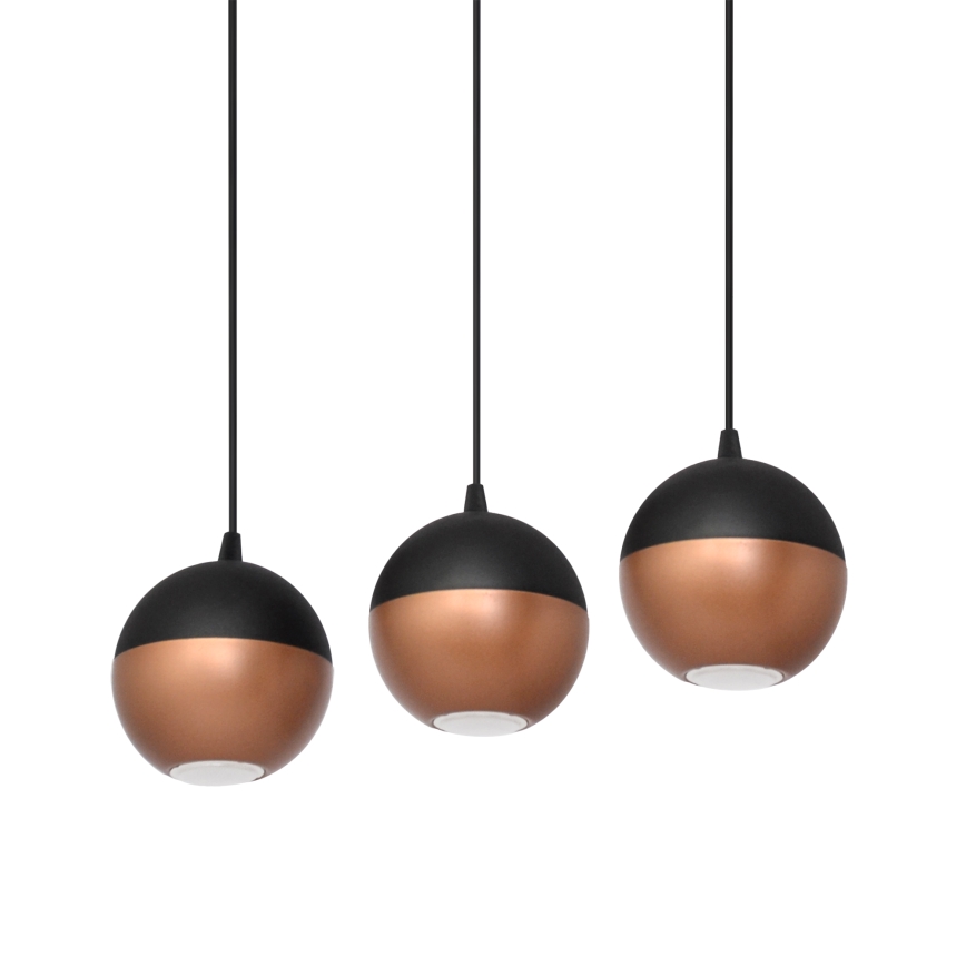 LED ljuskrona med textilsladd MIDWAY 3xGU10/4,8W/230V svart/koppar