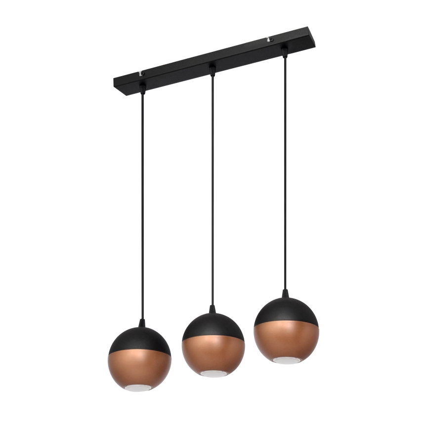 LED ljuskrona med textilsladd MIDWAY 3xGU10/4,8W/230V svart/koppar