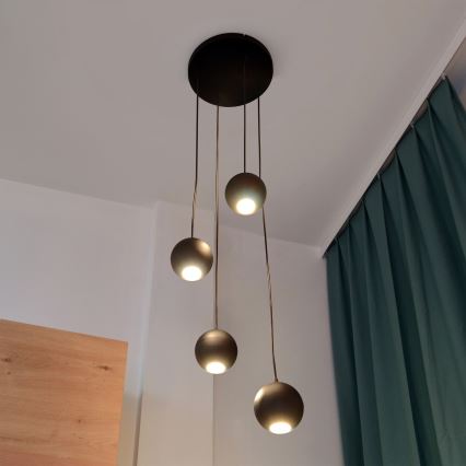 LED ljuskrona med textilsladd MIDWAY 4xGU10/4,8W/230V svart