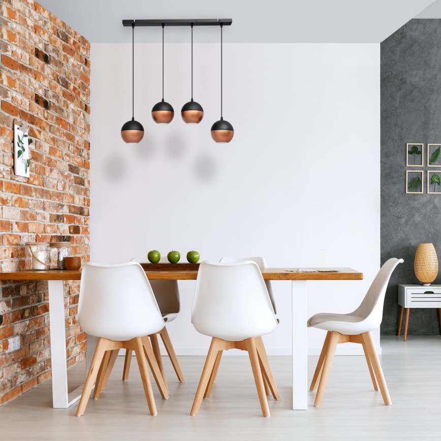 LED ljuskrona med textilsladd MIDWAY 4xGU10/4,8W/230V svart/koppar