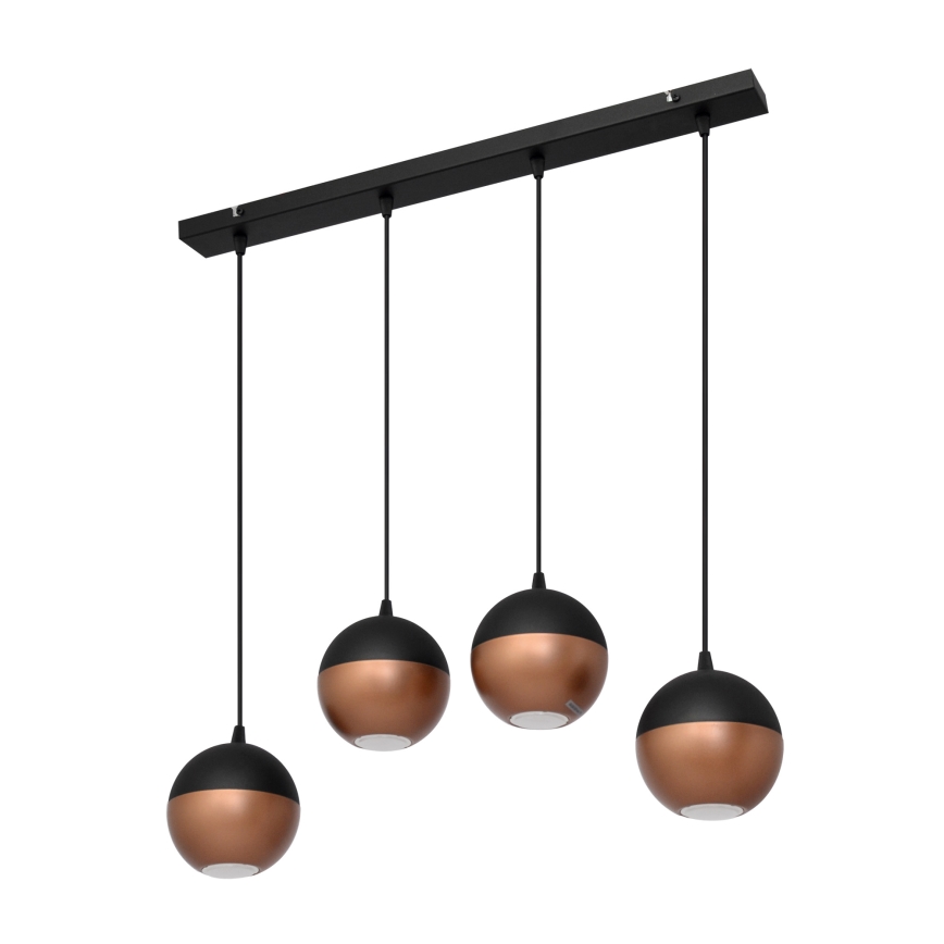 LED ljuskrona med textilsladd MIDWAY 4xGU10/4,8W/230V svart/koppar