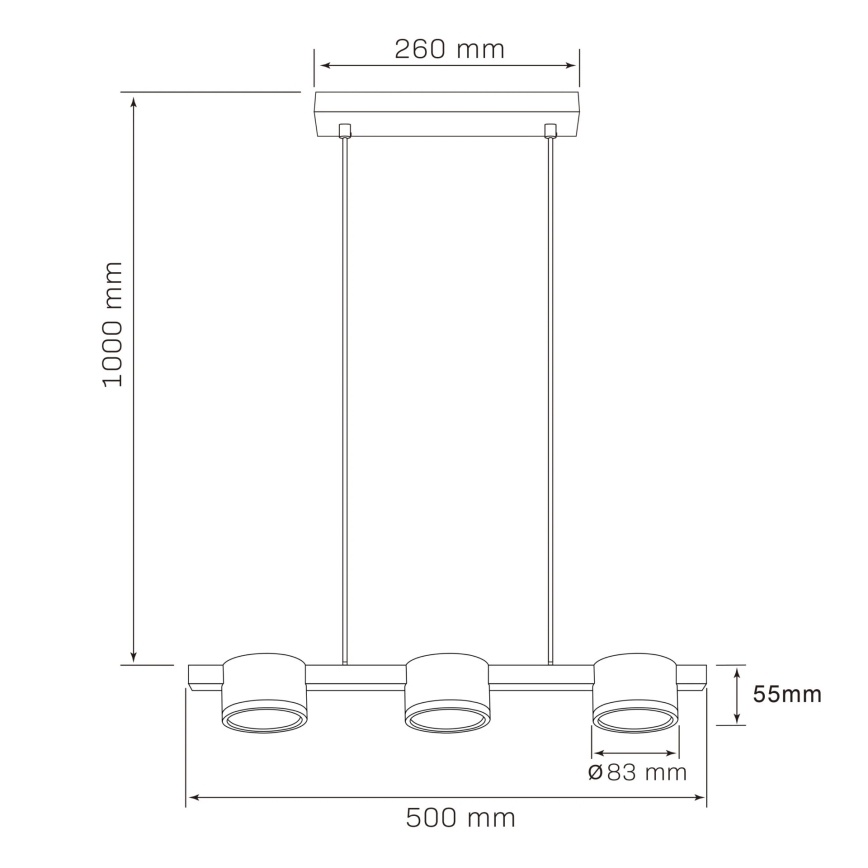 LED ljuskrona med textilsladd MIRELLA 3xGX53/6W/230V svart