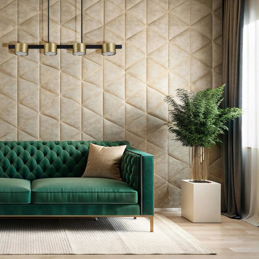 LED ljuskrona med textilsladd MIRELLA 4xGX53/6W/230V guld/svart