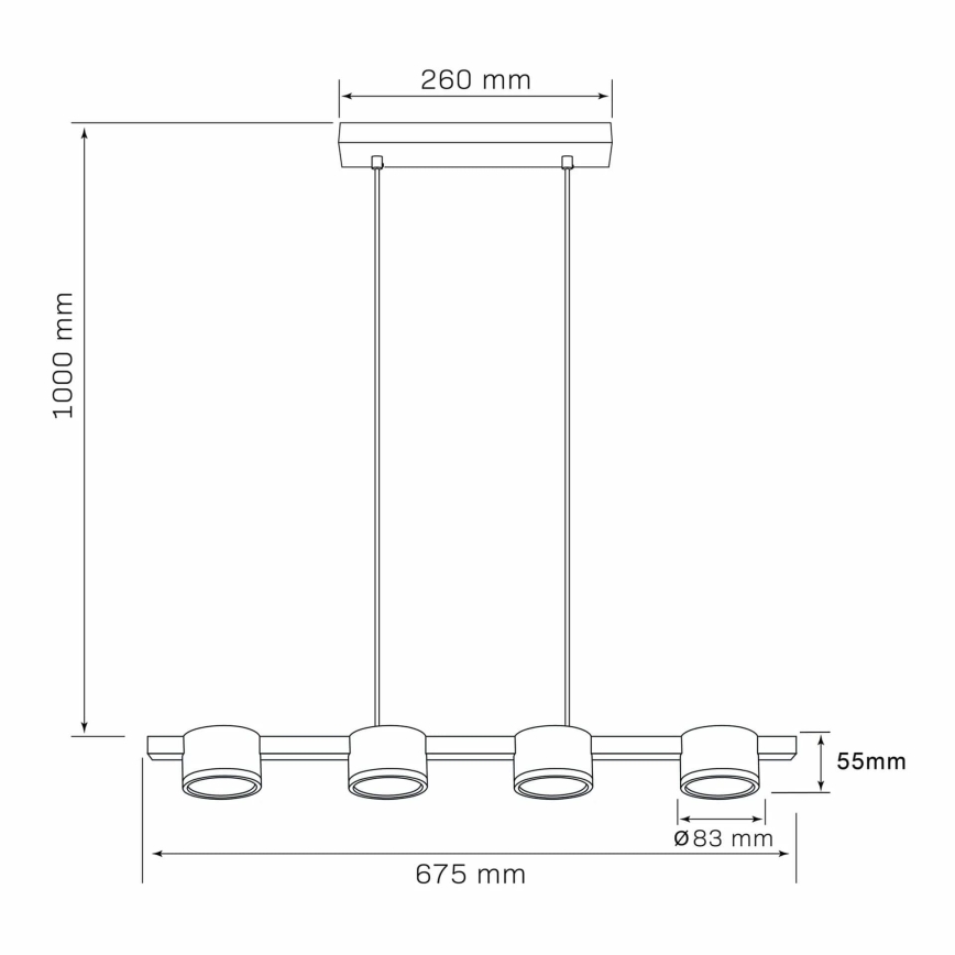 LED ljuskrona med textilsladd MIRELLA 4xGX53/6W/230V guld/svart