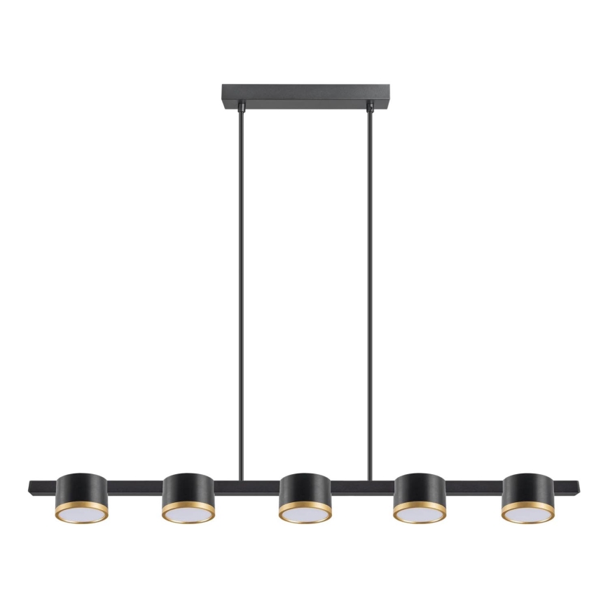 LED ljuskrona med textilsladd MIRELLA 5xGX53/6W/230V svart