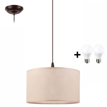 LED ljuskrona med textilsladd NOEL 1xE27/60W/230V beige