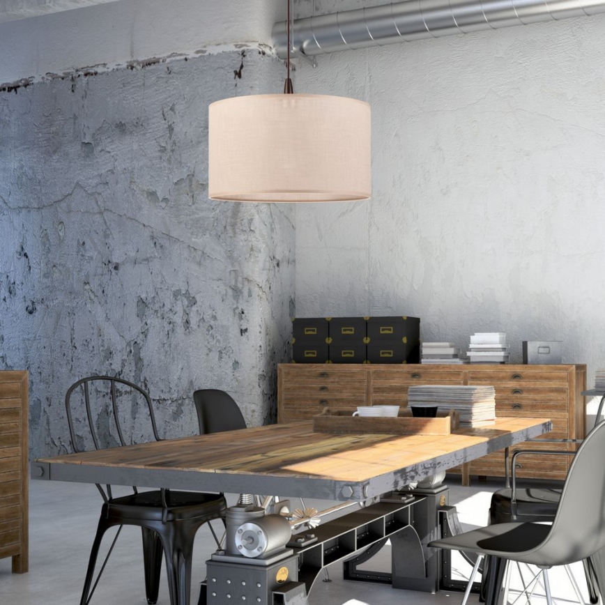 LED ljuskrona med textilsladd NOEL 1xE27/60W/230V beige