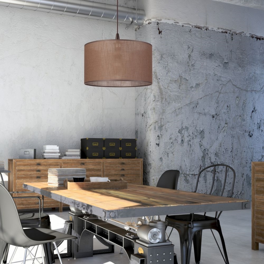 LED ljuskrona med textilsladd NOEL 1xE27/60W/230V brun