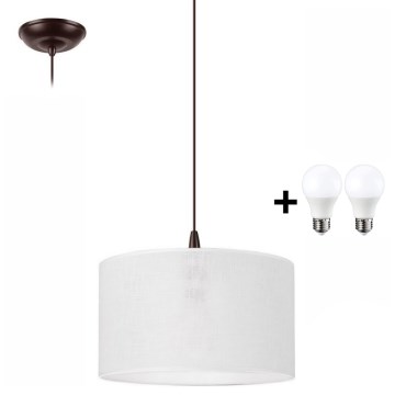 LED ljuskrona med textilsladd NOEL 1xE27/60W/230V vit