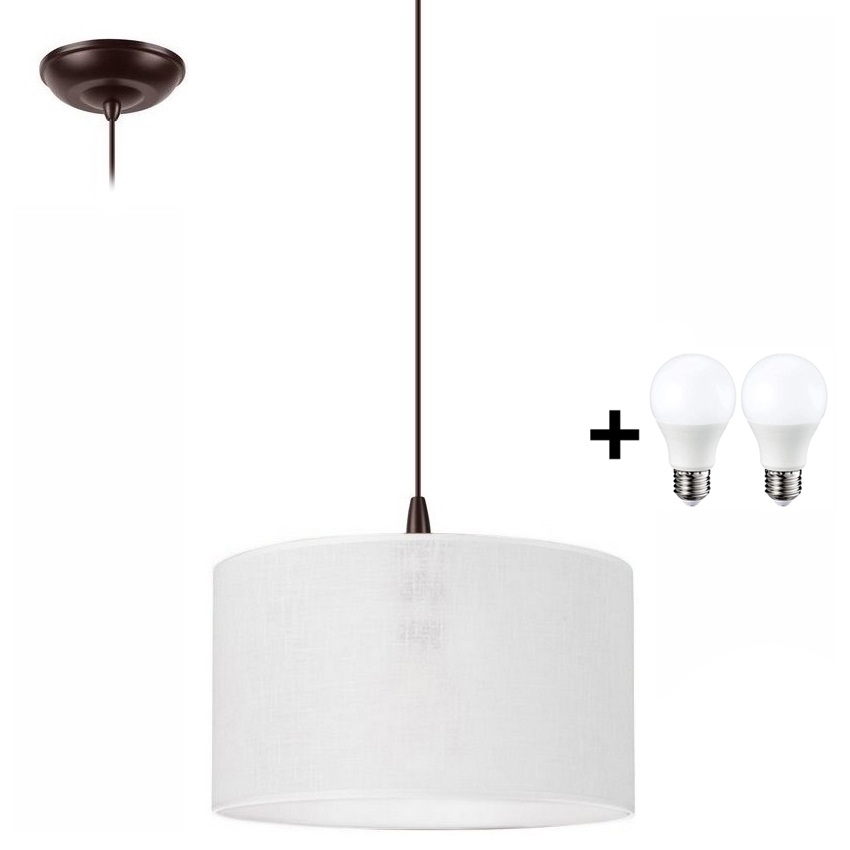 LED ljuskrona med textilsladd NOEL 1xE27/60W/230V vit