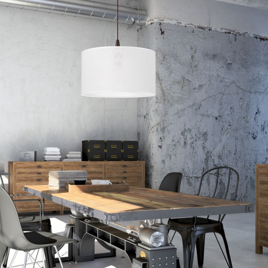 LED ljuskrona med textilsladd NOEL 1xE27/60W/230V vit