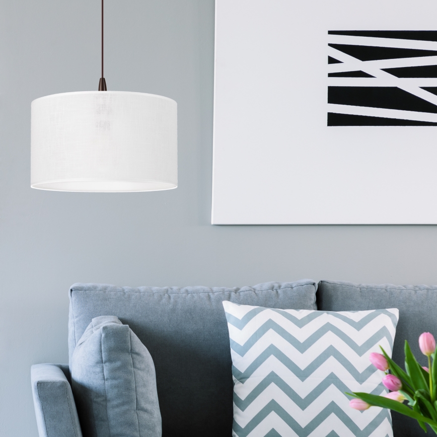 LED ljuskrona med textilsladd NOEL 1xE27/60W/230V vit