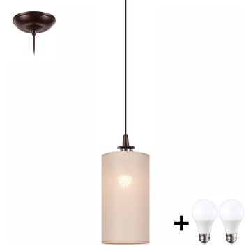 LED ljuskrona med textilsladd NOEL MINI 1xE27/60W/230V beige