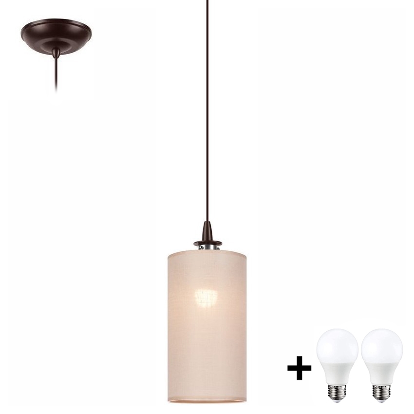 LED ljuskrona med textilsladd NOEL MINI 1xE27/60W/230V beige