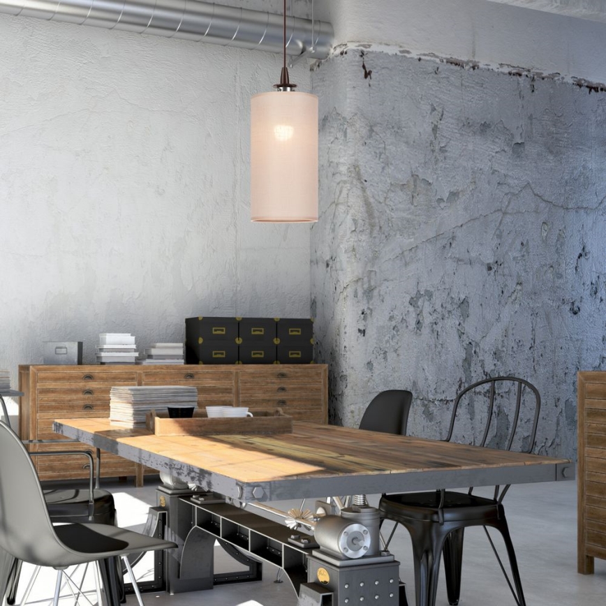 LED ljuskrona med textilsladd NOEL MINI 1xE27/60W/230V beige