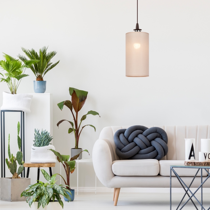 LED ljuskrona med textilsladd NOEL MINI 1xE27/60W/230V beige