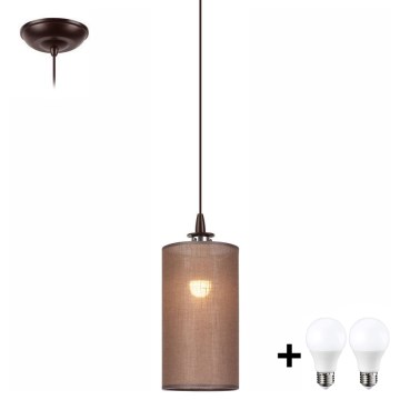 LED ljuskrona med textilsladd NOEL MINI 1xE27/60W/230V brun
