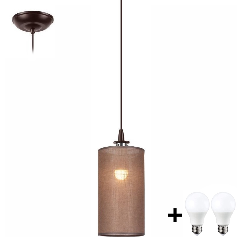 LED ljuskrona med textilsladd NOEL MINI 1xE27/60W/230V brun