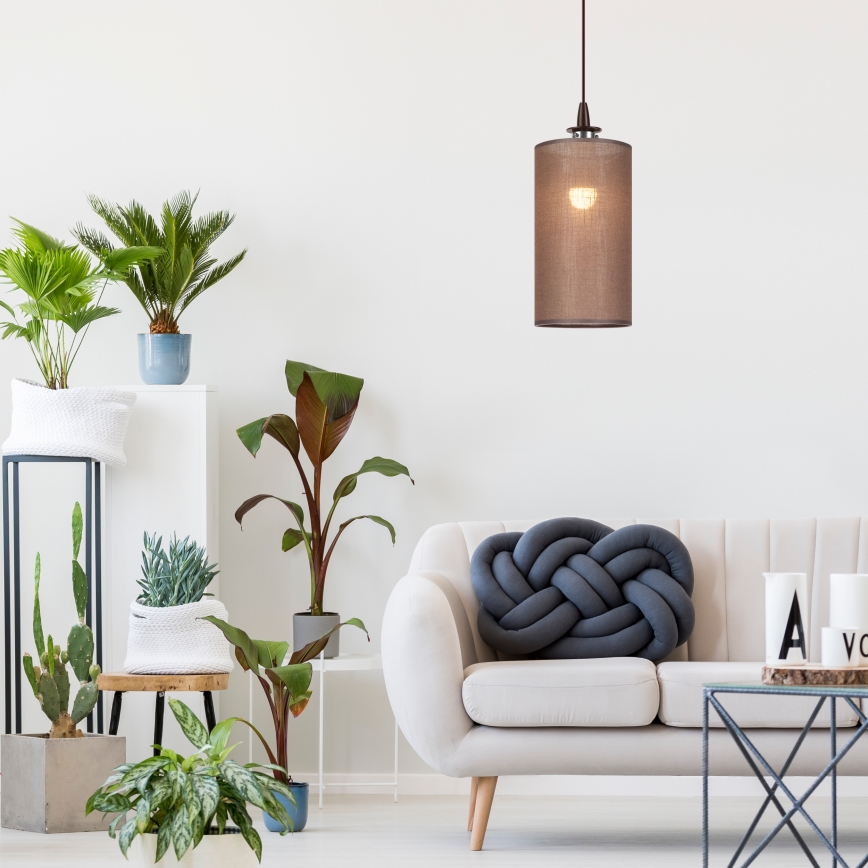 LED ljuskrona med textilsladd NOEL MINI 1xE27/60W/230V brun