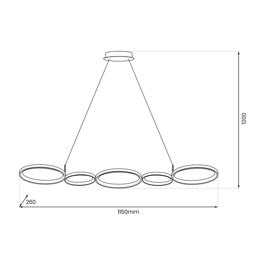 LED ljuskrona med textilsladd OLYMPIA 5xLED/10W/230V svart