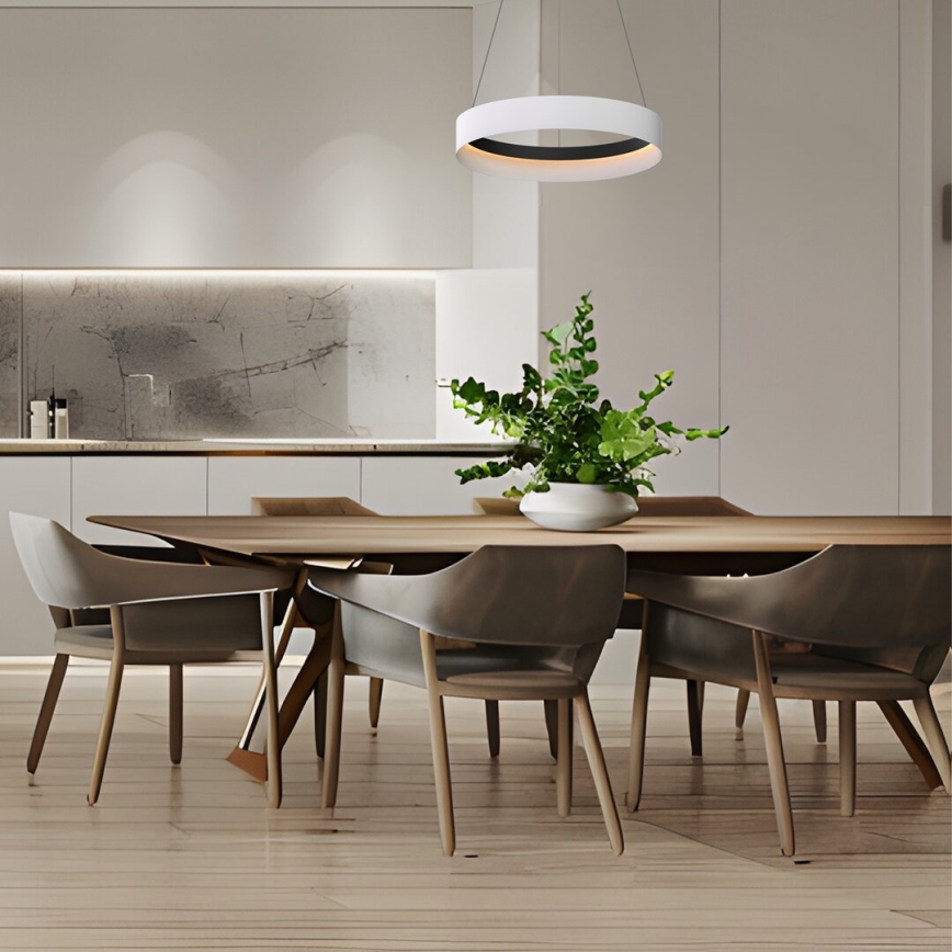 LED ljuskrona med textilsladd ORBITA LED/52W/230V vit/svart