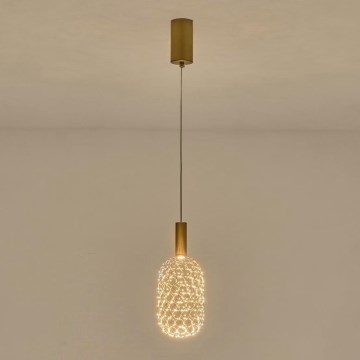 LED ljuskrona med textilsladd PERFORATO LED/6,3W/230V 3000K guld diameter 13 cm