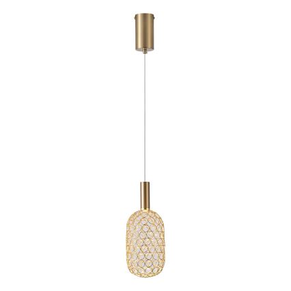 LED ljuskrona med textilsladd PERFORATO LED/6,3W/230V 3000K guld diameter 13 cm