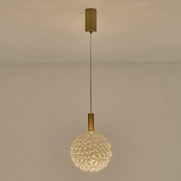 LED ljuskrona med textilsladd PERFORATO LED/6,3W/230V 3000K guld diameter 20 cm
