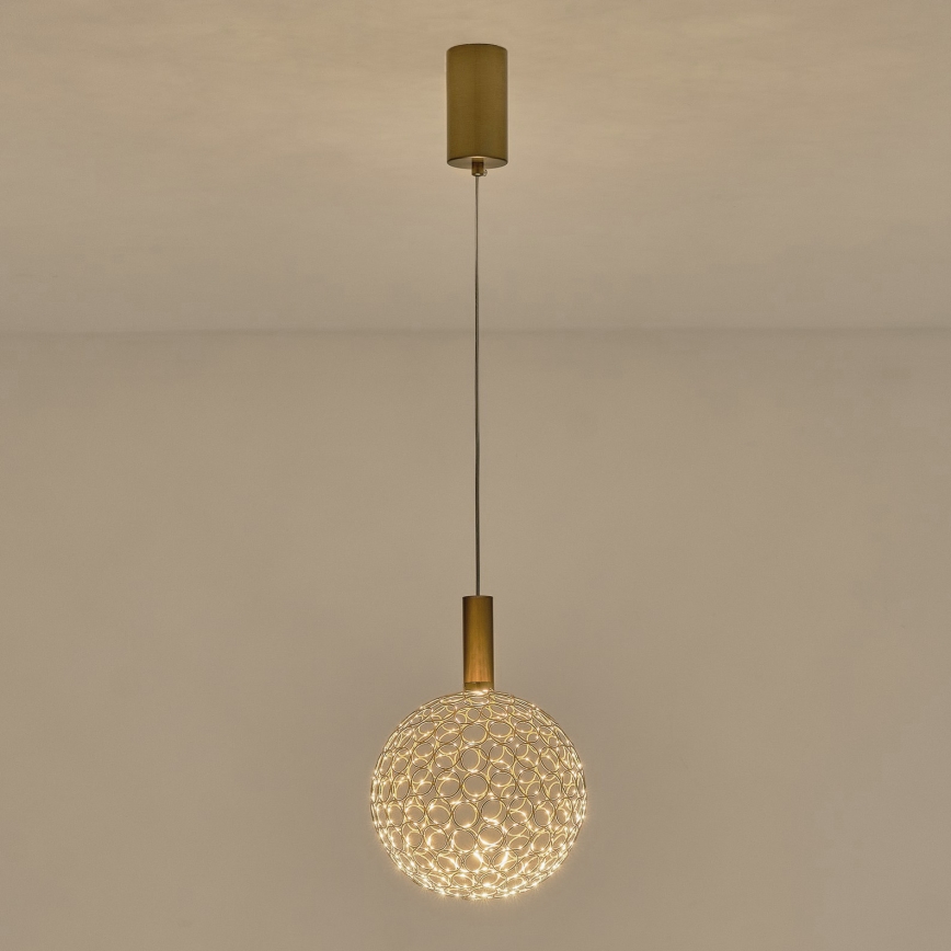 LED ljuskrona med textilsladd PERFORATO LED/6,3W/230V 3000K guld diameter 20 cm