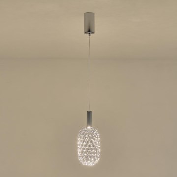 LED ljuskrona med textilsladd PERFORATO LED/6,3W/230V 3000K skinande krom diameter 13 cm