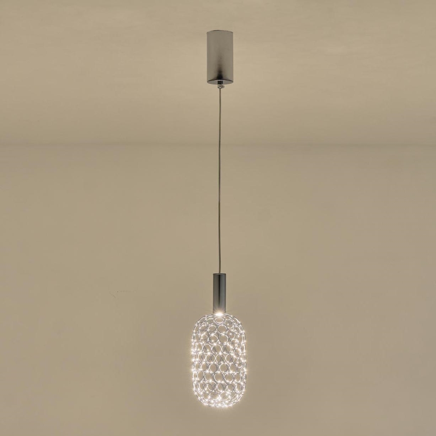 LED ljuskrona med textilsladd PERFORATO LED/6,3W/230V 3000K skinande krom diameter 13 cm