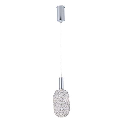 LED ljuskrona med textilsladd PERFORATO LED/6,3W/230V 3000K skinande krom diameter 13 cm