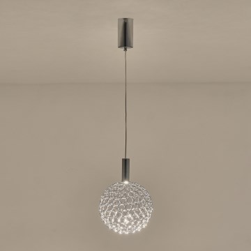 LED ljuskrona med textilsladd PERFORATO LED/6,3W/230V 3000K skinande krom diameter 20 cm