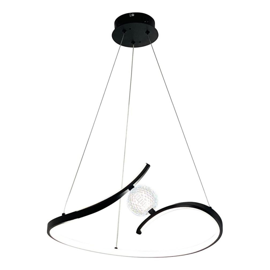 LED ljuskrona med textilsladd PERLA LED/34W/230V svart