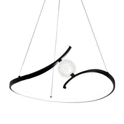 LED ljuskrona med textilsladd PERLA LED/34W/230V svart