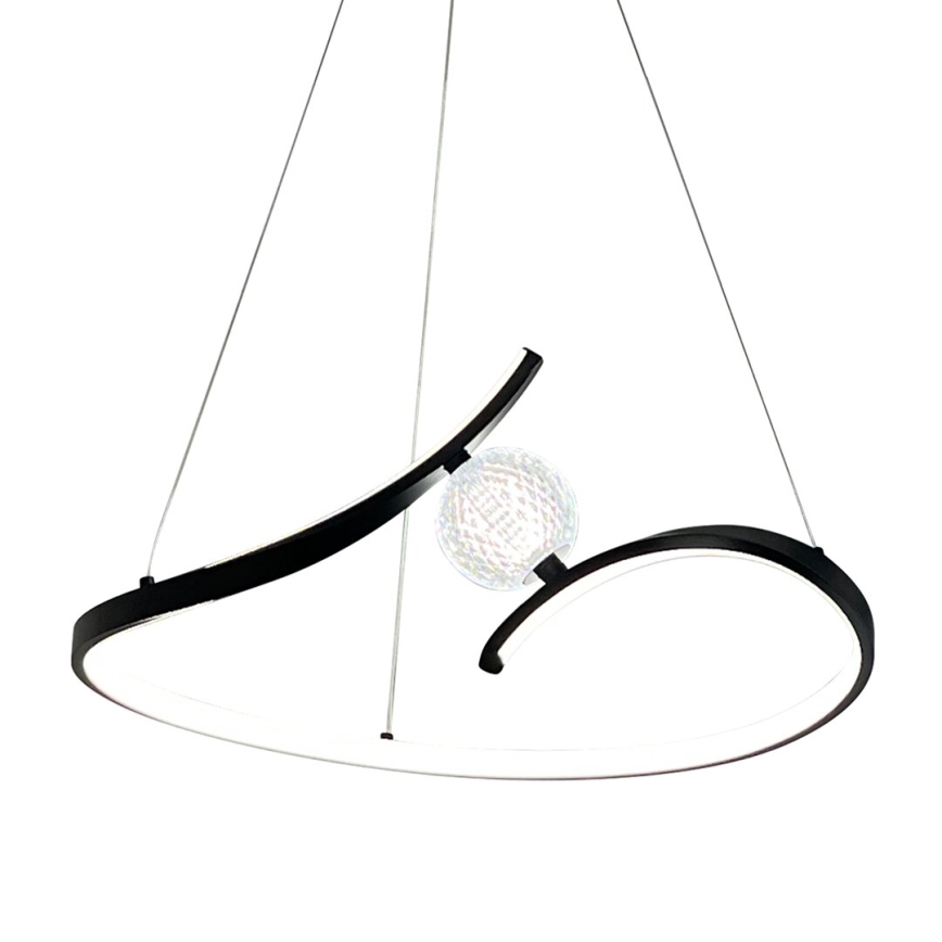 LED ljuskrona med textilsladd PERLA LED/34W/230V svart