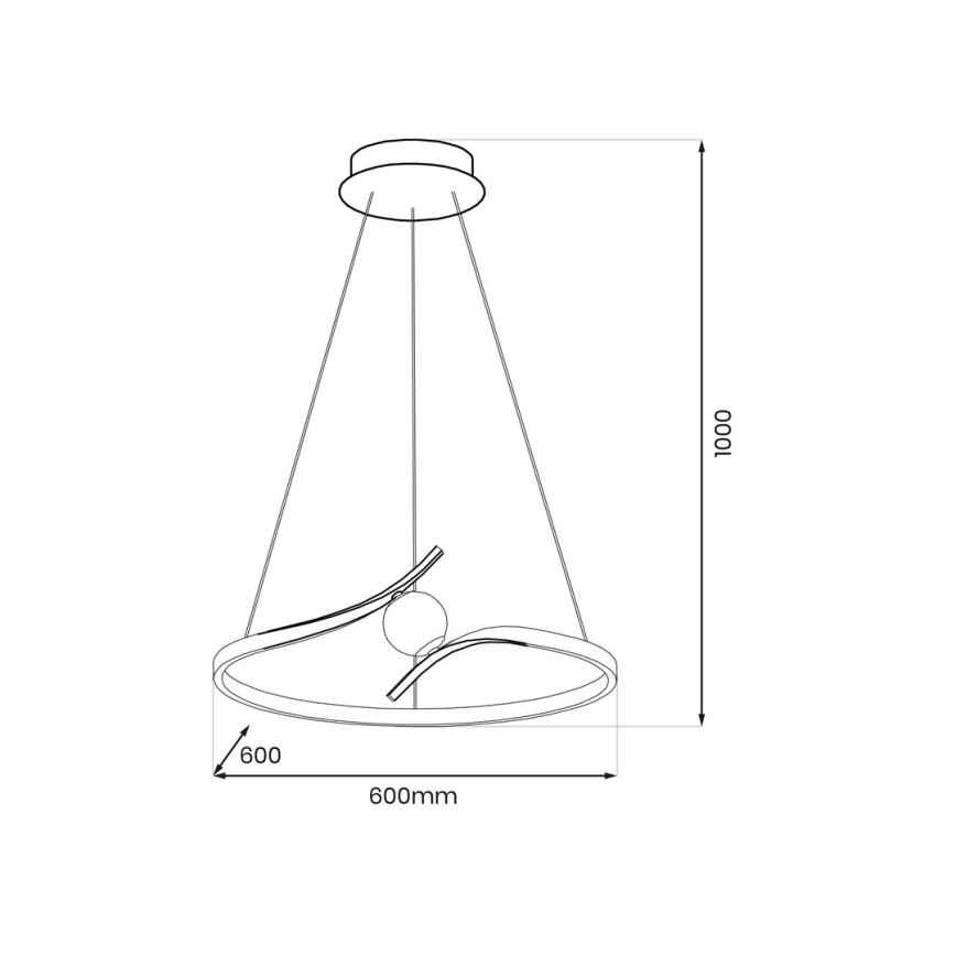 LED ljuskrona med textilsladd PERLA LED/34W/230V svart