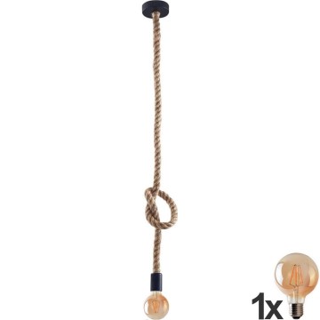 LED ljuskrona med textilsladd ROPE 1xE27/8W/230V