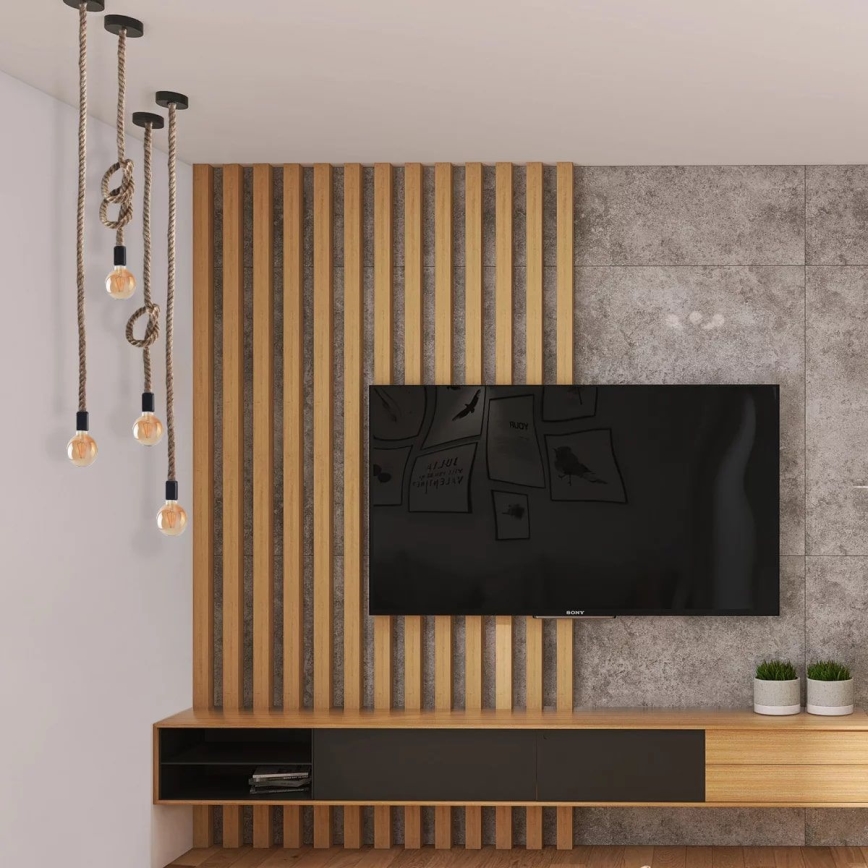 LED ljuskrona med textilsladd ROPE 1xE27/8W/230V