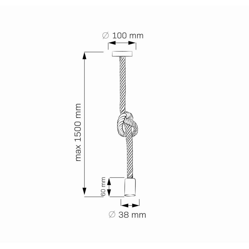 LED ljuskrona med textilsladd ROPE 1xE27/8W/230V